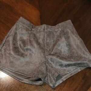Kori High Waist Suade Shorts Grayish Brown Size L